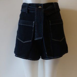 STEVE MAY BLUE DENIM BELTED SHORTS S *